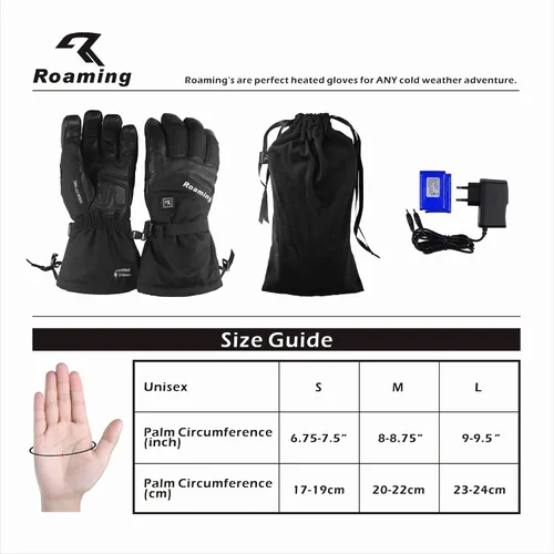 Miniatura 6 de Roaming Guantes calefactados recargables para hombres y mujeres, guantes de esquí con calefacción eléctrica para motocicleta, snowboard, patinaje
