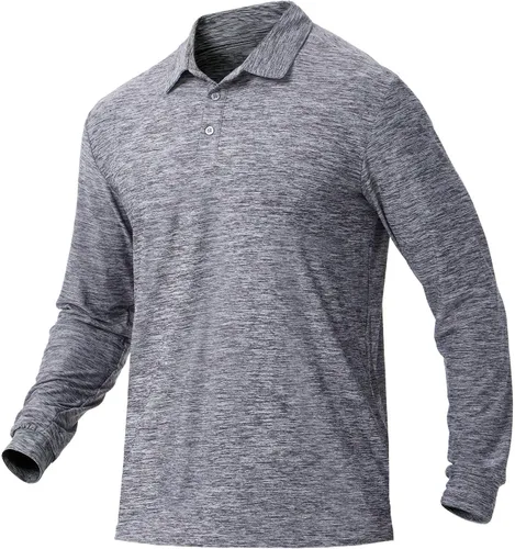 Miniatura 38 de NAVISKIN Camisas polo de manga larga para hombre, camisas de golf con cuello UPF 50 SPF para hombre, secado rápido, absorbe la humedad