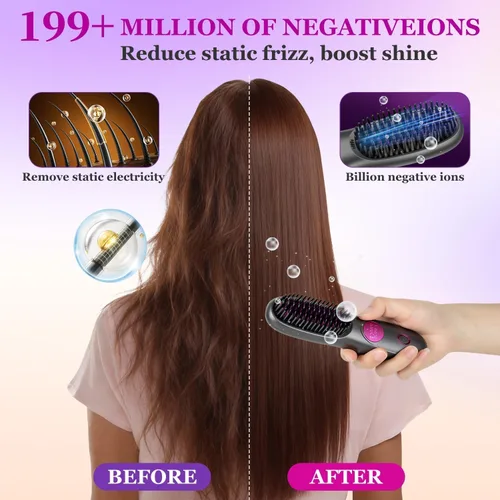 Miniatura 2 de Go Brush Pro para cabello corto, cepillo alisador de cabello mejorado 2026, cepillos alisadores inalámbricos portátiles para viajes, calentamiento