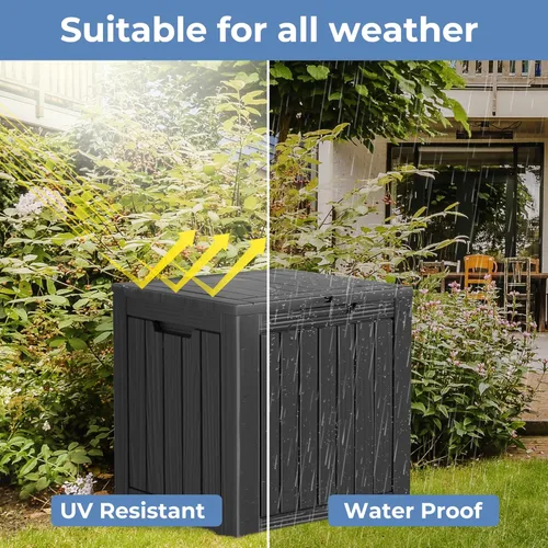 Miniatura 6 de Caja de almacenamiento para exteriores de 35 galones, caja de resina impermeable y con cierre para terraza, grande, contenedor de almacenamiento