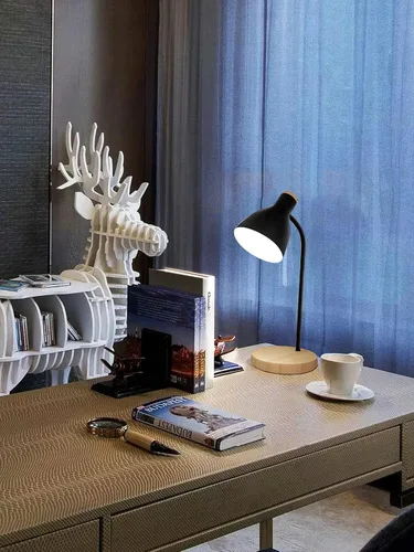 Miniatura 9 de LALISU Lámpara de escritorio de metal, lámpara de mesa, luces de lectura, lámparas de escritorio de arco para dormitorio, lámpara de cabecera