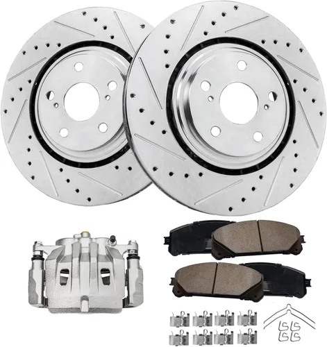 Miniatura 53 de Detroit Axle - Rotores de freno para Ford 2013-2019 Explorer Taurus Flex Lincoln MKT MKS, rotores de freno de disco ranurados perforados de repuesto