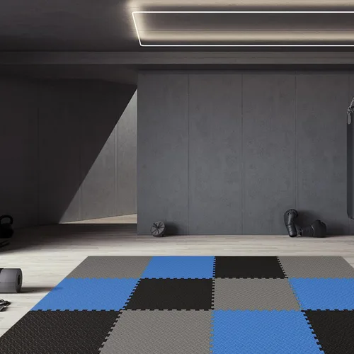 Miniatura 7 de Fitvids Tapete de suelo de rompecabezas para gimnasio, azulejos entrelazados de EVA de alta densidad de 3/4 pulgadas de grosor, alfombrilla
