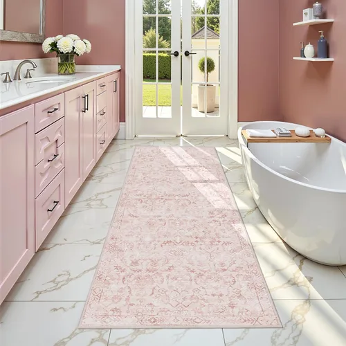 Miniatura 42 de Alfombra de área pequeña de 2 x 3 pulgadas, color beige, para entrada, baño, cocina, antideslizante, de pelo bajo, lavable, moderna alfombra bohemia