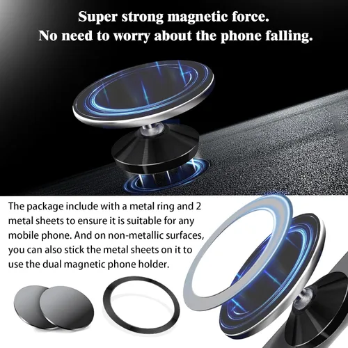 Miniatura 5 de Soporte magnético de doble cara para teléfono, ajustable en 360° para gimnasio y carritos de golf, imán fuerte, captura videos manos libres durante