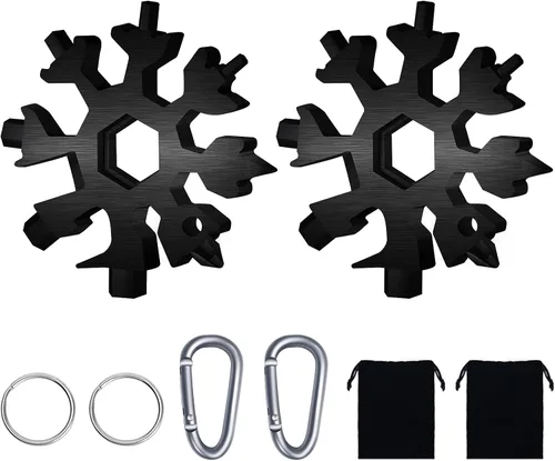 Miniatura 9 de Multiherramienta de copo de nieve, 2 piezas de acero inoxidable 18 en 1 multiherramienta estándar de copo de nieve, llave de copo de nieve