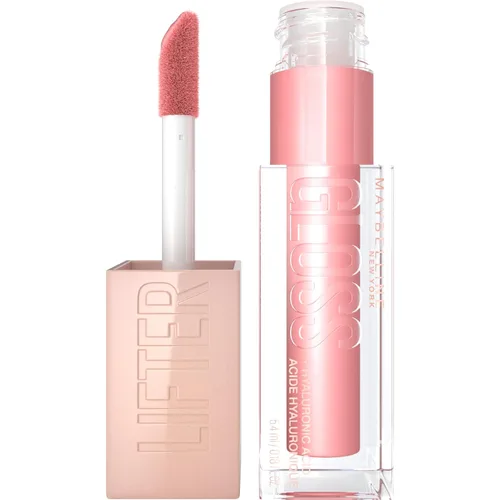 Maybelline Lifter Gloss, brillo labial hidratante con ácido hialurónico, alto brillo para labios de aspecto más voluminoso, Reef, melocotón neutro,