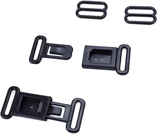 Paquete de 100 clips para pajarita para bricolaje, correa para corbata, correas de camiseta sin mangas, hebillas a presión, cierre de gancho, Negro -