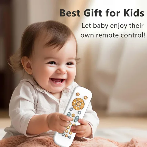 Miniatura 7 de Juguete de control remoto para televisión para bebés con luz y sonido, juguete musical educativo temprano con inglés/francés/español, juguete