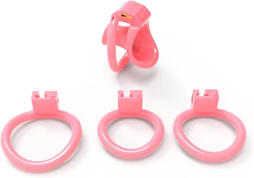 Miniatura 8 de Jaula hueca de castidad masculina con 4 tamaños de anillos, jaula de pene de bloqueo discreto para hombres, equipo SM Bondage para entrenamiento