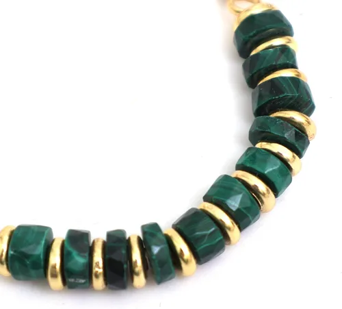 Miniatura 6 de Natural Heishi Beads With Spacers Slider Bracelet Gemstone Healing Jewelry With 14k Yellow Gold Plated 8- Inch Adjustable Length