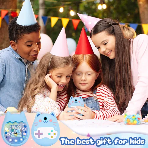 Miniatura 6 de Funda de transporte y funda de silicona compatible con la máquina de juego virtual Tamagotchi Pix para mascotas, (5 en 1) Funda de silicona para Azul