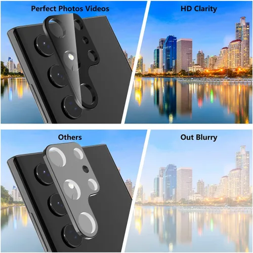 Miniatura 5 de Suoman Paquete de 3 protectores de lente de cámara para Samsung Galaxy S22 Ultra 5G, película protectora de pantalla de vidrio templado HD