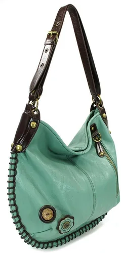 Miniatura 7 de Chala Bolsos de mano, estilo casual, suave, grande hombro o bolso cruzado con llavero, color verde azulado, Búho