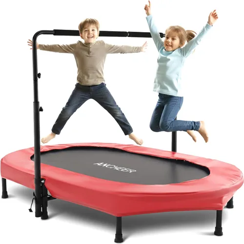 ANCHEER Trampoline for Kids, Toddler Trampoline Indoor Sports and Outdoor Games 56" Kids Rebounder 220LBS Capacity with Adjustable Safety Handrail