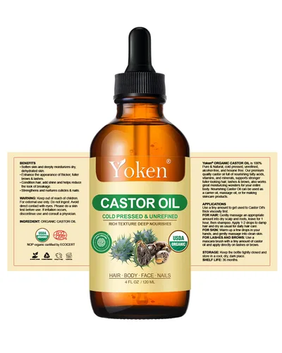 Miniatura 6 de Yoken Aceite de ricino verificado por EWG - Botella de vidrio de 4 onzas – 100% puro, prensado en frío, sin hexano, aceites de ricino virgen