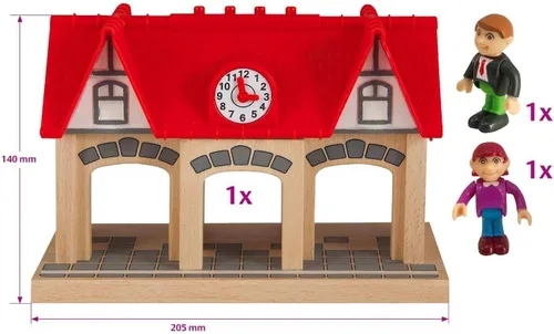 Miniatura 3 de Eichhorn Estación de sonido de madera para juegos de trenes (4 piezas), marrón