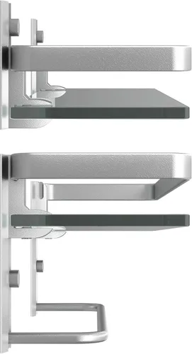 Miniatura 5 de Danpoo Estantes de baño montados en la pared, estante de vidrio templado transparente con toallero, soporte para toallas de mano (plata mate)