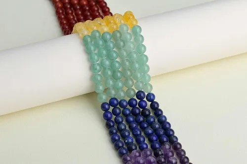 Miniatura 4 de LAIDANLA 7 Cuentas de Chakras de 6mm de Piedra Natural Colorida Redonda Piedras de Gema Sueltas para Hacer Pulseras, Collares, Aretes, Joyería DIY