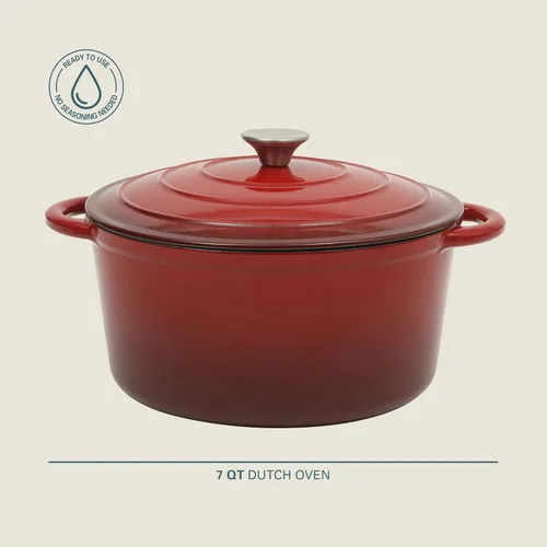 Miniatura 2 de Gibson Home Addlestone - Olla holandesa de hierro fundido esmaltado de 7 cuartos de galón con tapa, redonda, apta para horno hasta 500 °F, ideal