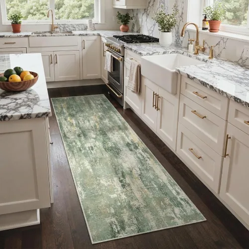 Miniatura 94 de GENIMO Alfombra antideslizante de 2 x 6 pies, lavable para pasillos de cocina, alfombras de cocina modernas abstractas, alfombra ligera de pelo bajo