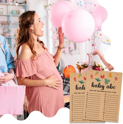 Miniatura 5 de Baby ABC Juego de Baby Shower, 30 unidades, kraft, juego de mesa, todas las edades, inglés, cartulina, manual, unisex, baby shower y alfabeto