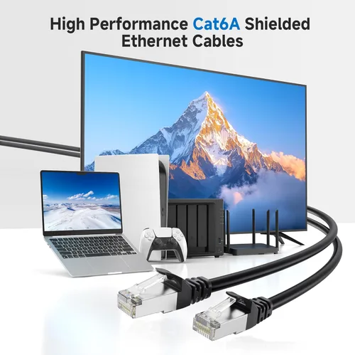 Miniatura 2 de Cable Matters Cable Ethernet Cat 6A blindado sin enganches de 10 Gbps, 75 pies, cable Cat 6A, cable Cat6A, cable Ethernet, negro