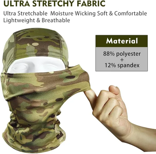 Miniatura 3 de Máscara facial de camuflaje militar, bandana, pasamontañas, capucha para hombres y mujeres, entrenamiento táctico, ciclismo, esquí, resistente al