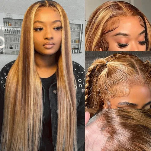 Miniatura 28 de Peluca de cabello humano 613 con encaje frontal 13x6 HD transparente densidad 180% rubia, pelucas de cabello humano con encaje frontal Peluca