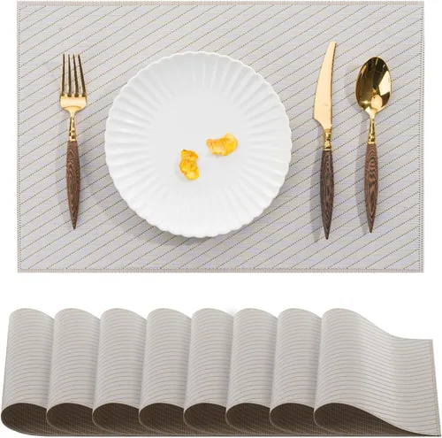 Miniatura 48 de BACKTOEDEN - Juego de 8 manteles individuales resistentes al calor, lavables, fáciles de limpiar, tejidos, antideslizantes, plegables