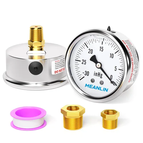 Miniatura 20 de MEANLIN MEASURE - Manómetro de acero inoxidable, relleno de líquido, esfera con cara de 2.5 pulgadas, NPT de 1/4 de pulgada, agua, aceite y gas