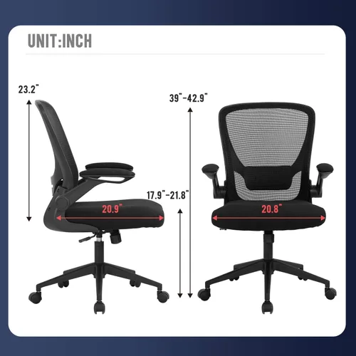 Miniatura 2 de Silla de oficina en casa, silla de escritorio ergonómica, silla de computadora de malla, sillas cómodas con respaldo medio con soporte lumbar