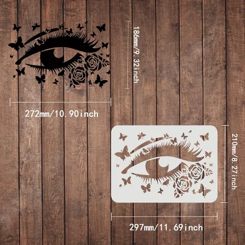 Miniatura 2 de FINGERINSPIRE Plantilla de ojos para pintar – Plantilla de dibujo reutilizable de ojos de belleza de 11.7 x 8.3 pulgadas – Diseños de mariposas