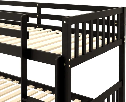 Miniatura 13 de Merax Literas individuales sobre individuales con nido, marco de cama nido de madera maciza con barandilla de seguridad y escalera, dormitorio