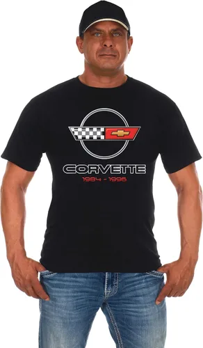 JH DESIGN GROUP Camiseta de Chevy Corvette para hombre con logotipo de la serie C4, color negro