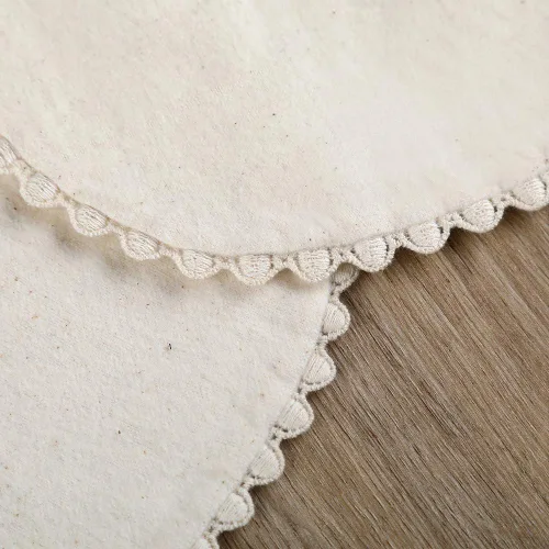 Miniatura 4 de Babero para niña, reversible, impermeable, hecho a mano, de algodón natural, babero, 0-12 meses, paquete de 2 (color blanco roto, 0-12 meses)