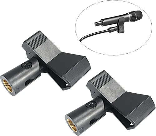 Miniatura 2 de 2 clips de micrófono, soporte de clip de micrófono ajustable para soporte de micrófono, abrazadera de soporte de micrófono para micrófonos de mano