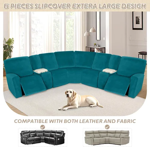 Miniatura 603 de Arfntevss Fundas de sofá seccional reclinable de terciopelo, Funda de sofá seccional de esquina para sofá reclinable, Funda elástica suave