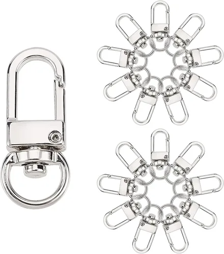 Miniatura 9 de PandaHall - 30 cierres de pinza de langosta de metal plomizo, cordones giratorios, ganchos de gatillo para llavero, llaveros, bolsas de bricolaje