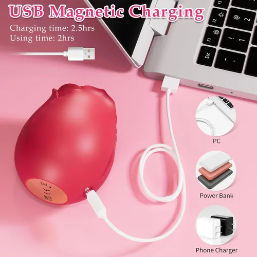 Miniatura 4 de Vibrador de succión con forma de rosa, juguete sexual con control por aplicación, vibrador de clítoris con forma de rosa para mujeres con 10 modos