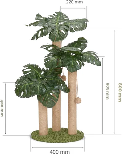 Miniatura 3 de LEMONDA Poste rascador para gatos de 31.5 pulgadas, árbol rascador para gatos con 3 postes rascadores y 2 bolas interactivas colgantes, postes