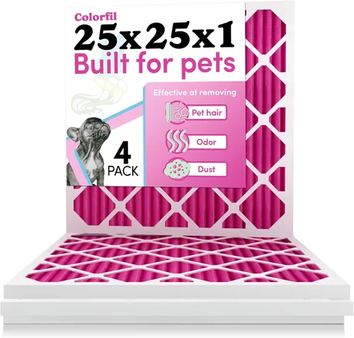 Miniatura 24 de Colorfil - Filtro de aire de 18 x 18 x 1 pulgadas, filtros que cambian de color para olores de gatos y perros, filtro de aire acondicionado MERV 8