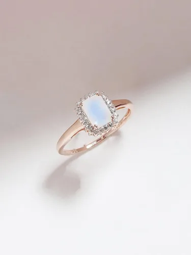 Miniatura 4 de YoTreasure Anillo de compromiso de oro rosa de 10 quilates con piedra lunar de 1.52 quilates