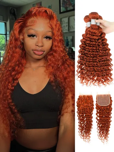 Miniatura 10 de P4/27 Cabello Humano Solitario de Onda Profunda con Reflejos Rubios Miel, 12A 100% Tejido Brasileño Virgen Ondulado Grueso con Mechas Ombre Marrón
