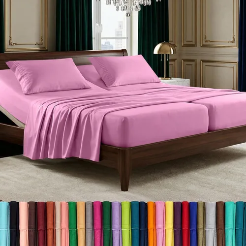 Miniatura 9 de Elegant Comfort Lujoso juego de sábanas de 5 piezas de microfibra de calidad hotelera de alta calidad 1500, bordado de tres líneas, resistente a