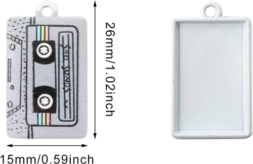 Miniatura 2 de Honbay 16 dijes de música de aleación, divertidos dijes de cinta de casete, colgantes retro para aretes, pulseras, collares, joyería (4 colores)