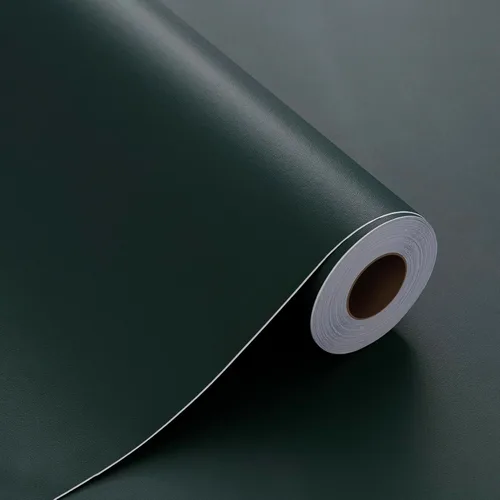 Miniatura 11 de FUKU MON Papel tapiz negro de 24"x394" para despegar y pegar, papel de contacto negro mate texturizado sólido, autoadhesivo, extraíble, grueso