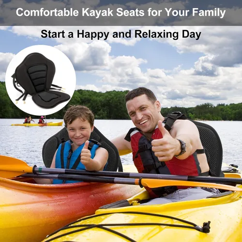 Miniatura 6 de HLOGREE Asientos de kayak: 1/2 pieza, cojín acolchado grueso con soporte de respaldo, compatible con canoa y Ocean Sup