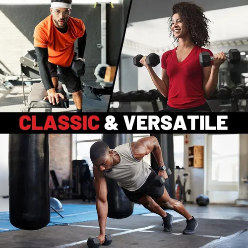 Miniatura 6 de PAPABABE HEX Juego de Mancuernas 2.5-125lb, Mancuernas de Gimnasio en Casa con Revestimiento de Goma, Mancuernas de Pesas para Ejercicio y Fitness