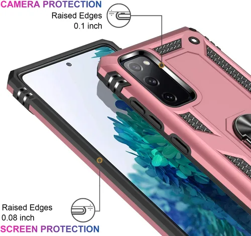 Miniatura 2 de LUMARKE Funda para Galaxy S20 FE con protector de pantalla, supera los 16 pies, probada en caídas, de grado militar, con soporte de anillo Oro Rosa